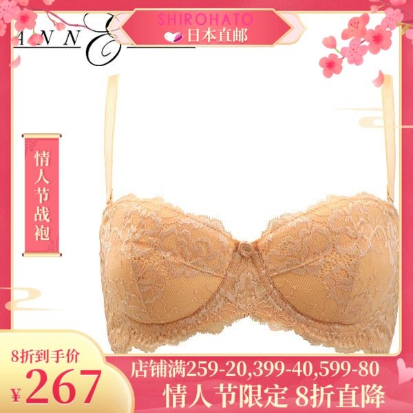 ANNEBRA女士内衣聚拢上托收副乳美胸蕾丝性感薄透气少女秋冬文胸