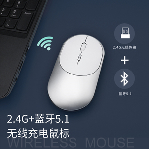 可充电式蓝牙无线鼠标双模无需USB接收器5.0静音简约文艺可爱女生苹果IPADm6平板matepadpro安卓手机通用