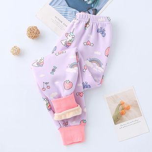 女宝宝绒裤 男童一体绒内穿打底裤 加绒秋冬女童加厚棉裤 儿童保暖裤