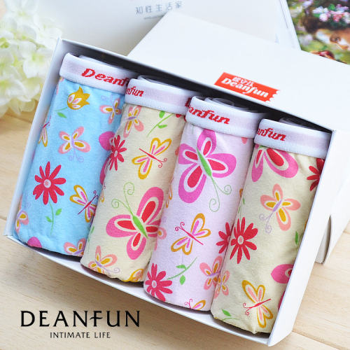 蝶安芬纯棉女生中低腰小平角内裤