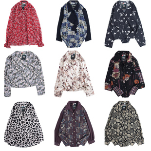 vintage日系复古着港风宽松衬衣油画巴洛克长袖 男女600 碎印花衬衫