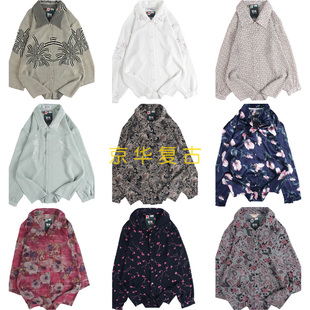 复古vintage古着日系港风夏威夷雪纺油画巴洛克长袖 892 印碎花衬衫