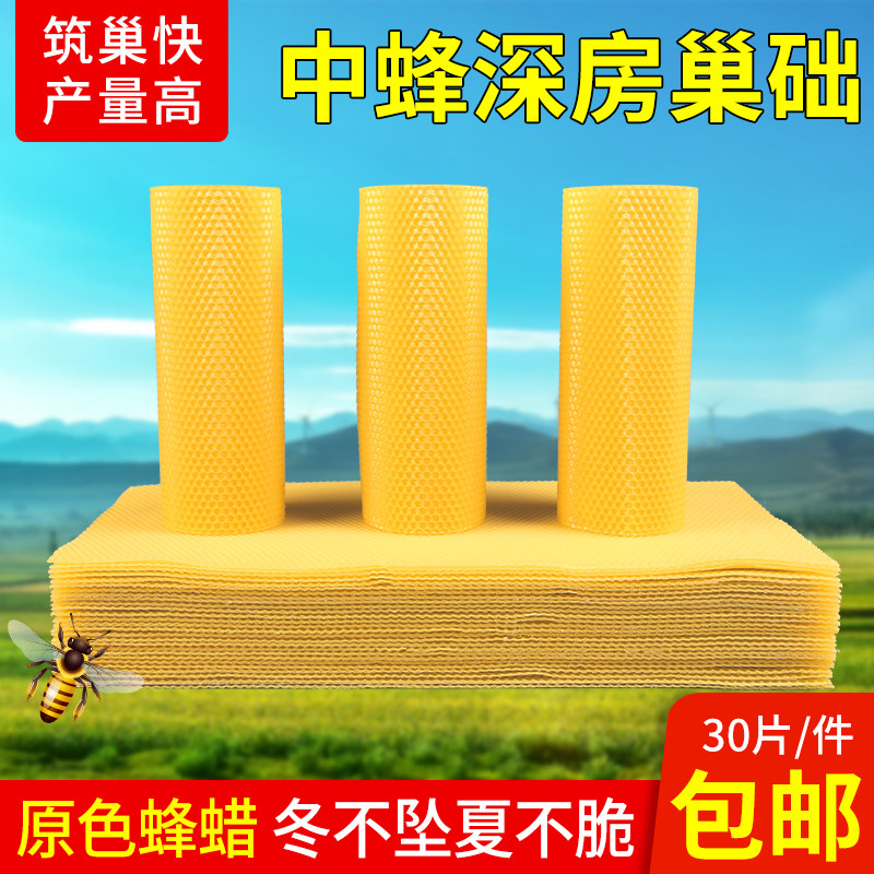 中蜂巢础天然蜂蜡蜂巢蜂具蜜蜂养蜂工具巢础蜂箱全套30片巢脾包邮