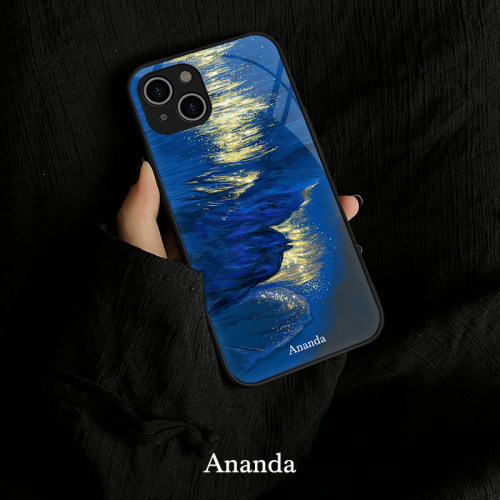 适用苹果14pro手机壳海浪星光vivox100油画风iPhone梵高opporeno11/10浪漫s19艺术13高级玻璃neo98小众不撞壳