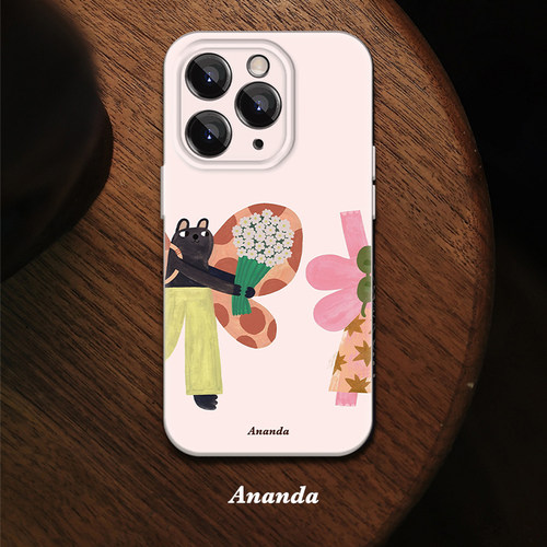 小众趣味插画情侣手机壳iPhone15Promax苹果16华为p70pura70小米14一加12荣耀200兔子oppo猫咪vivo全包菲林软