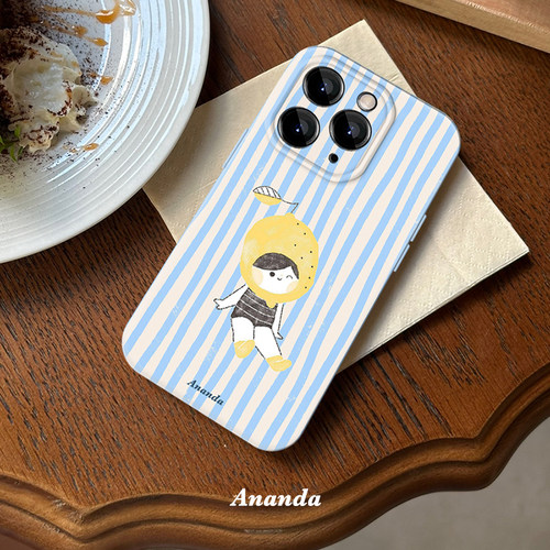 蓝白条纹柠檬宝贝手机壳iphone15promax苹果16全包菲林14plus小众13文艺12mini/XSMAX软壳精孔不撞壳华为vivo