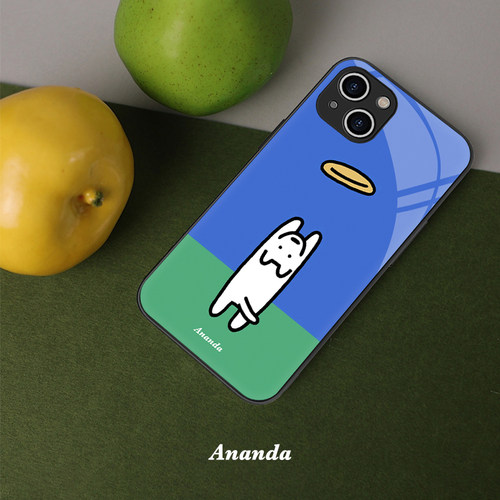 治愈系插画狗狗手机壳iphone15promax保护壳可爱蓝色绿苹果16全包液态钢化玻璃精孔菲林软壳定制情侣闺蜜华为
