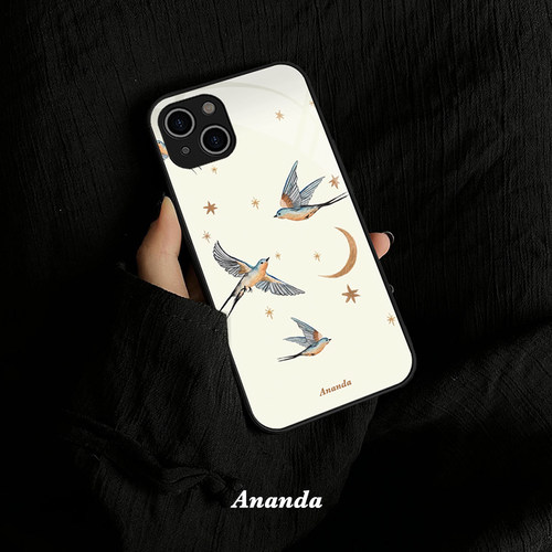 飞鸟iphone16promax手机壳新2025高级感艺术plus苹果15新中式小众独特14pro精孔全包液态钢化玻璃13设计师款