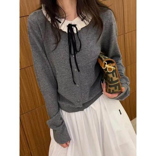 定制100羊毛衫2025春季新款时尚百搭圆领长袖针织衫女宽松显瘦