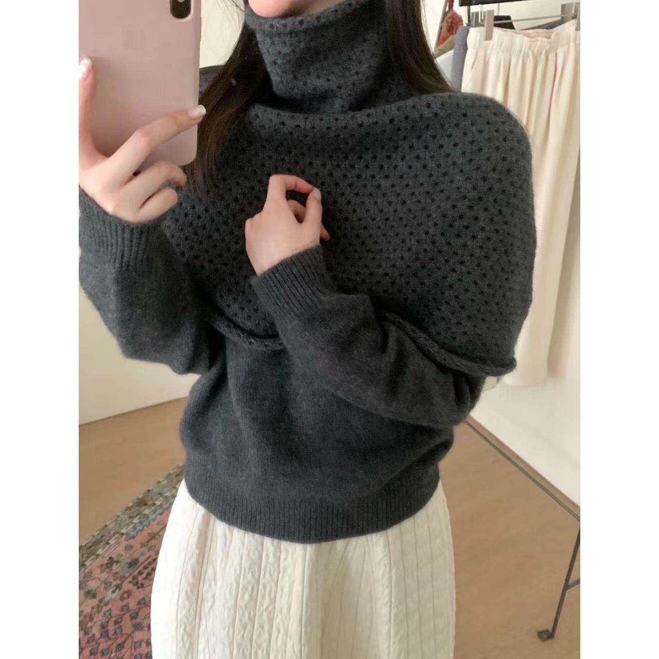 定制100羊毛衫2025春季新款时尚百搭圆领长袖针织衫宽松显瘦套装