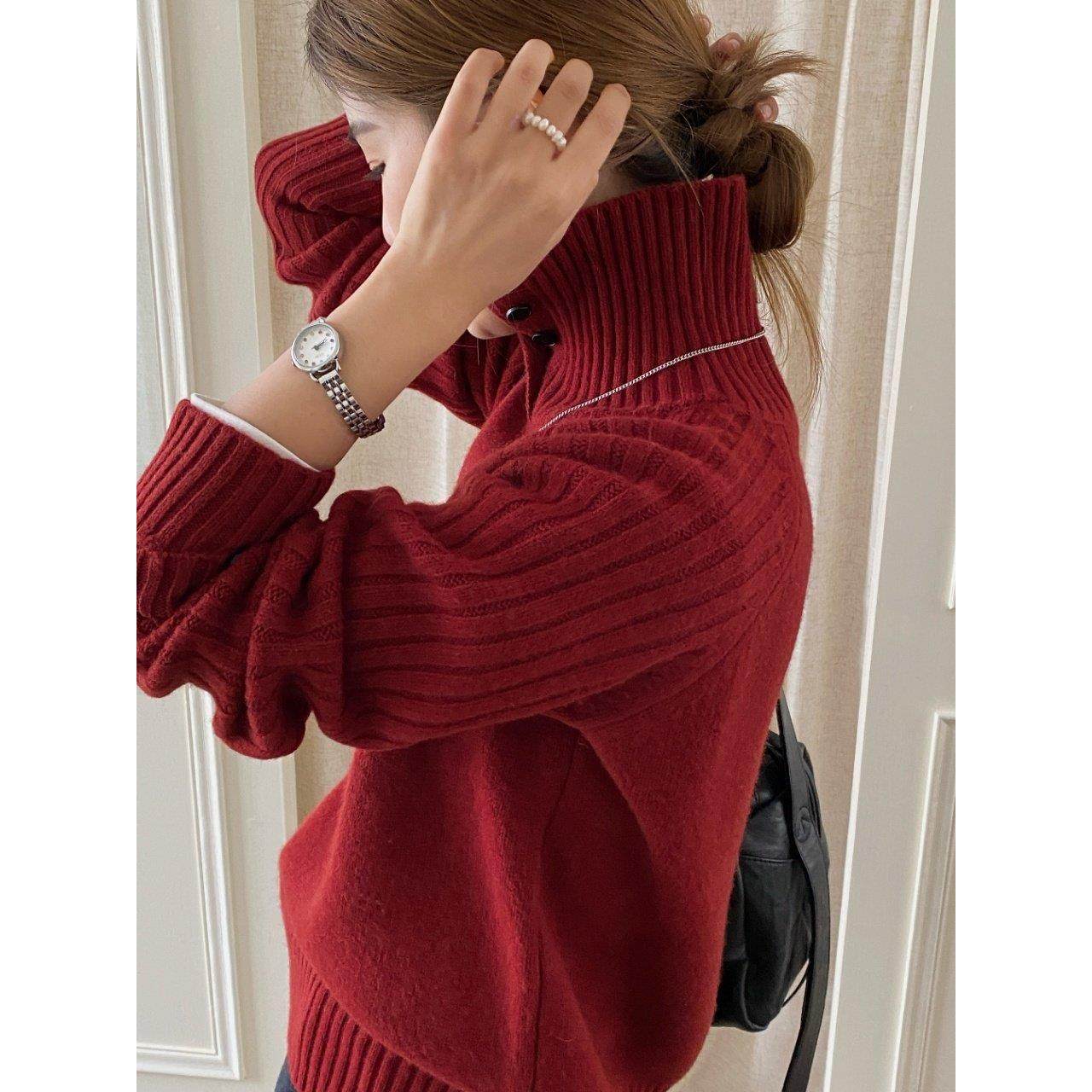 定制100羊毛2025年新款高领毛衣女宽松慵懒风针织衫上衣打底衫