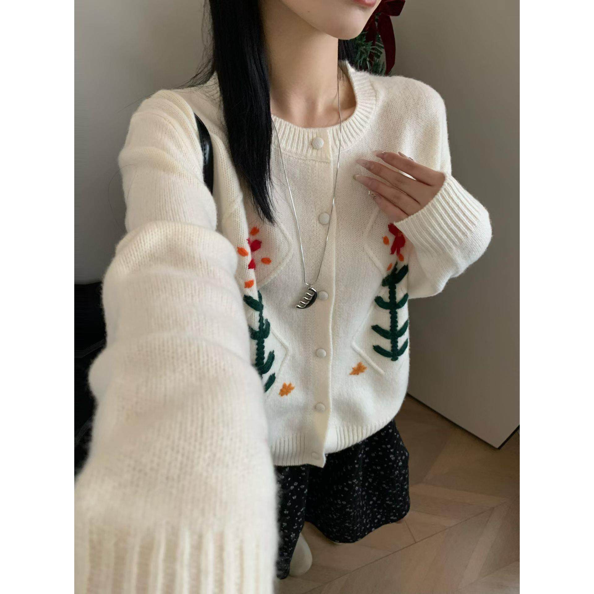 定制100羊毛衫2025春季新款时尚百搭圆领长袖针织衫宽松显瘦上衣