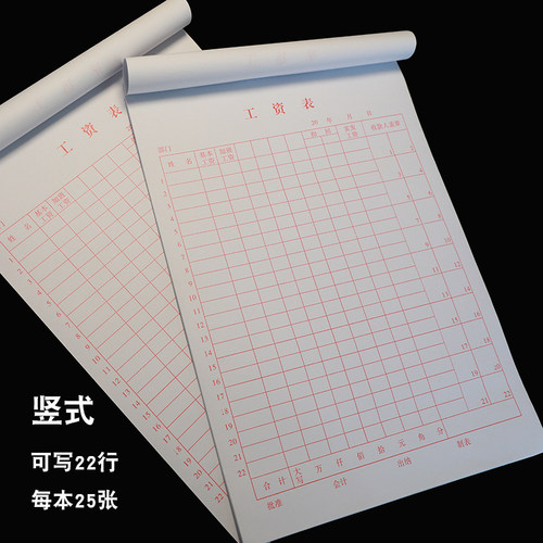 工资表工资单帐单流水记录本员工