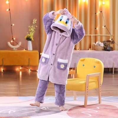 秋冬季加绒宝宝套装可外穿睡袍