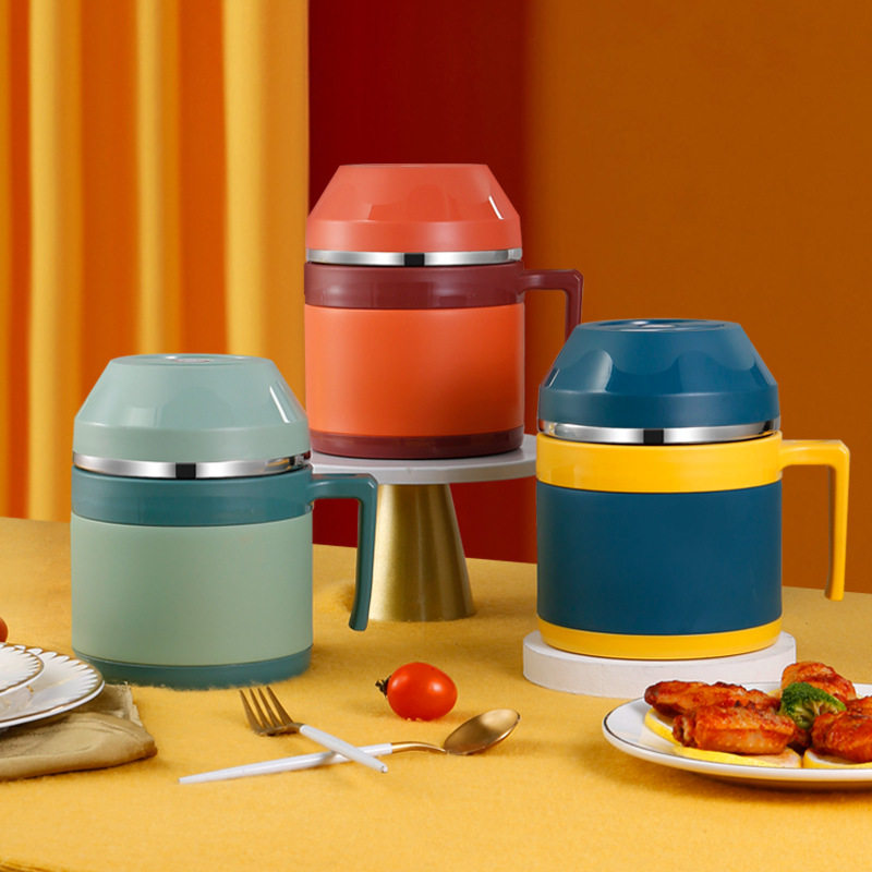 上班族304不锈钢真空保温饭盒学生双层快餐杯带盖加厚带手柄汤桶