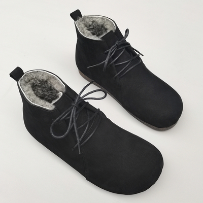 冬季头层牛皮羊皮毛一体保暖男鞋