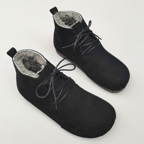 冬季头层牛皮羊皮毛一体保暖男鞋