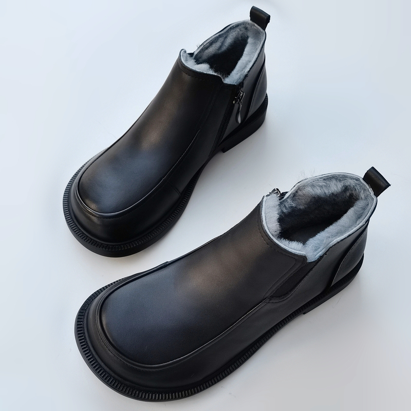 頭層牛皮搭配羊皮毛一體加厚保暖