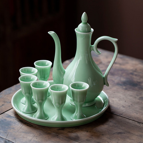 中式陶瓷酒壶仿古家用半斤装酒具套装分酒器老式一口杯古风白酒杯