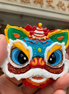 国潮醒狮树脂冰箱贴中式3d磁力贴