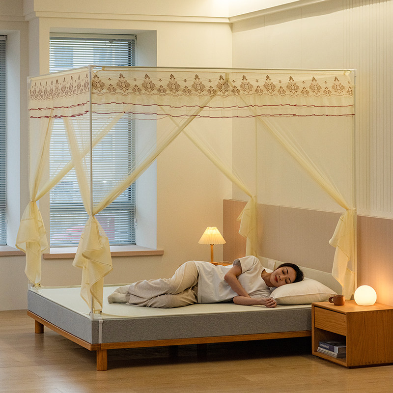 防摔蚊帐家用2025新款卧室刺绣高级免安装蒙古包婴儿童全底防掉床,床上用品,蚊帐,淘宝优惠券,粉丝福利购,淘宝优惠卷