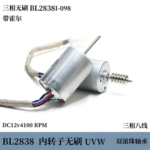 BL2838I-098三相八线DC12v4100转强磁内转子双滚珠轴承带霍尔无刷