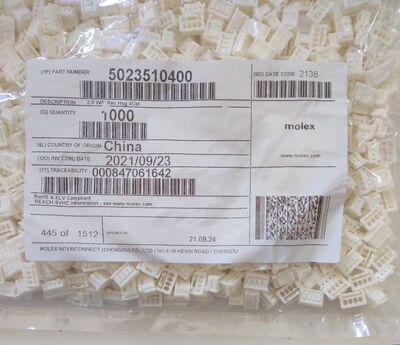 MOLEX/莫仕 5023510400 4P胶壳 2.0mm间距 原厂原装正品现货
