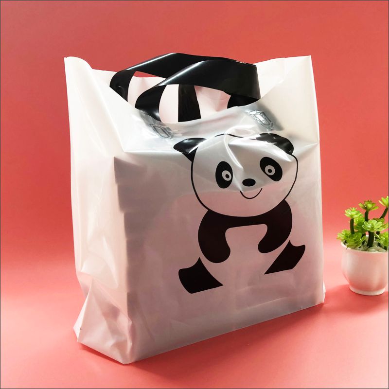 熊猫图案大小号手提袋袋子磨砂塑料购物手提礼品袋大容量袋