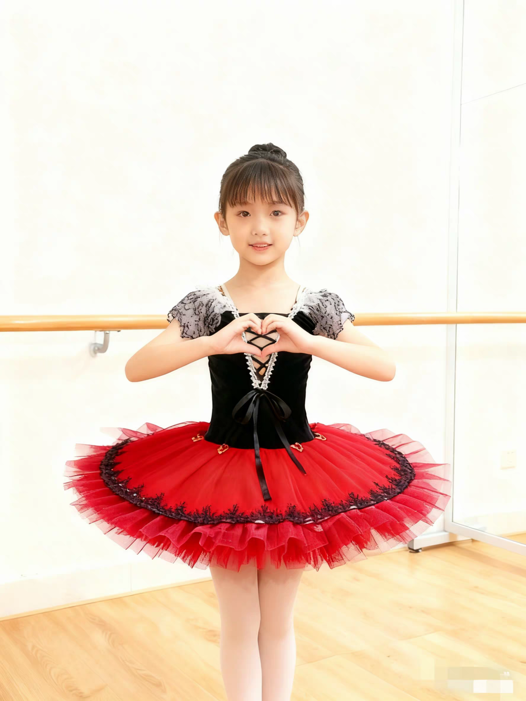 芭蕾舞裙儿童演出服女童蓬蓬裙专业比赛表演服红色芭蕾舞裙