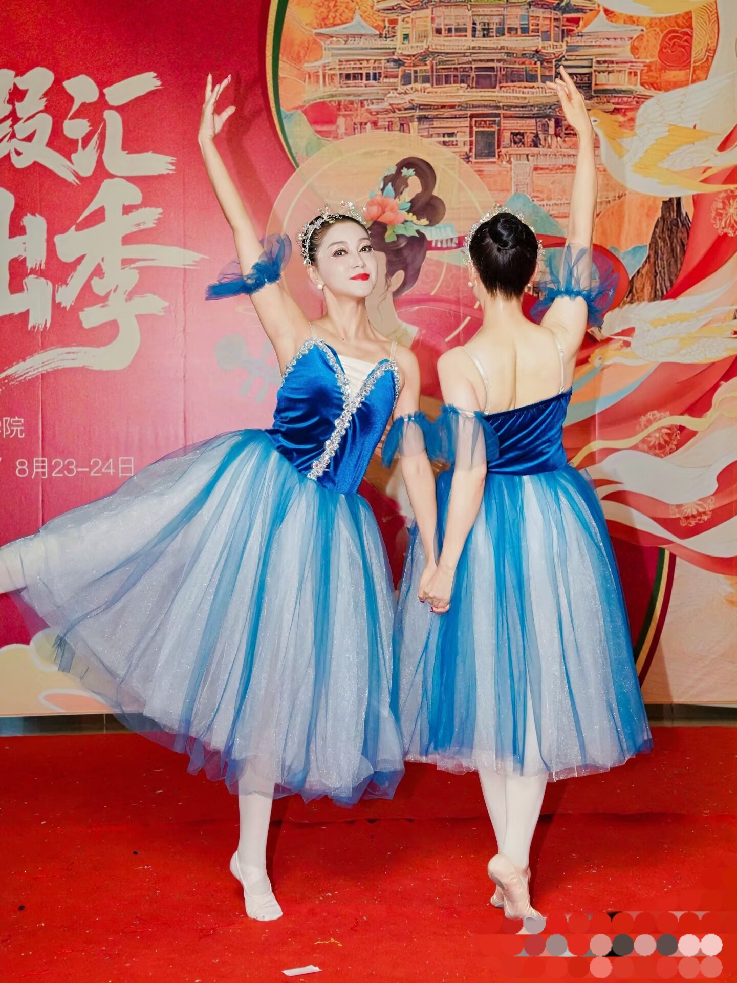 专业芭蕾舞裙成人比赛舞蹈服宝蓝色儿童纱裙长裙蓬蓬裙芭蕾演出服