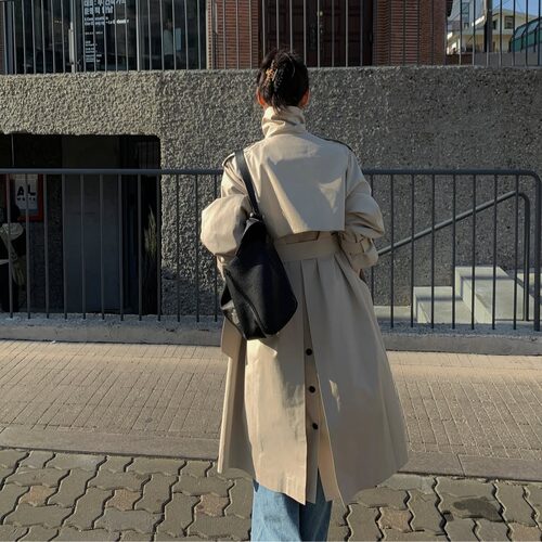 已出货 韩国东大门复古卡其色中长款风衣外套女秋季高级感大衣