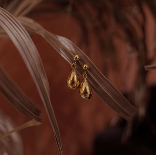 ins冷淡风小众设计感高级女 水滴耳环复古法式 DosPuntos 浮出海面