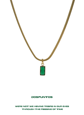 Dos Puntos 墨绿的夜 祖母绿蛇骨链钛钢吊坠宝石项链法式复古港风