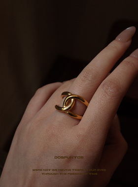 DosPuntos 双生 欧美夸张金色双C缠绕戒指小众设计感轻奢高级感