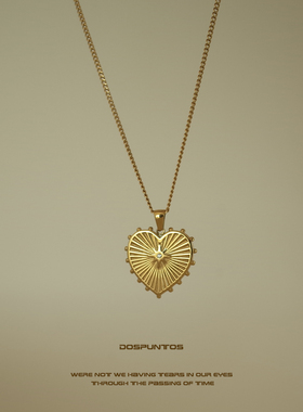 DosPuntos 少女的祈祷 点钻爱心白女项链欧美复古ins风钛钢百搭