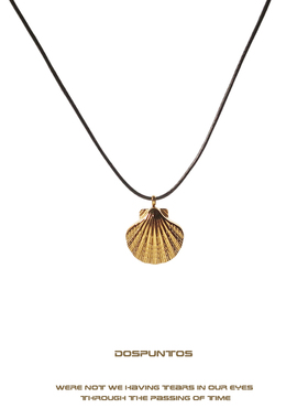 Dos Puntos 独自在夜晚的海边 金色贝壳黑绳项链法式vintage复古