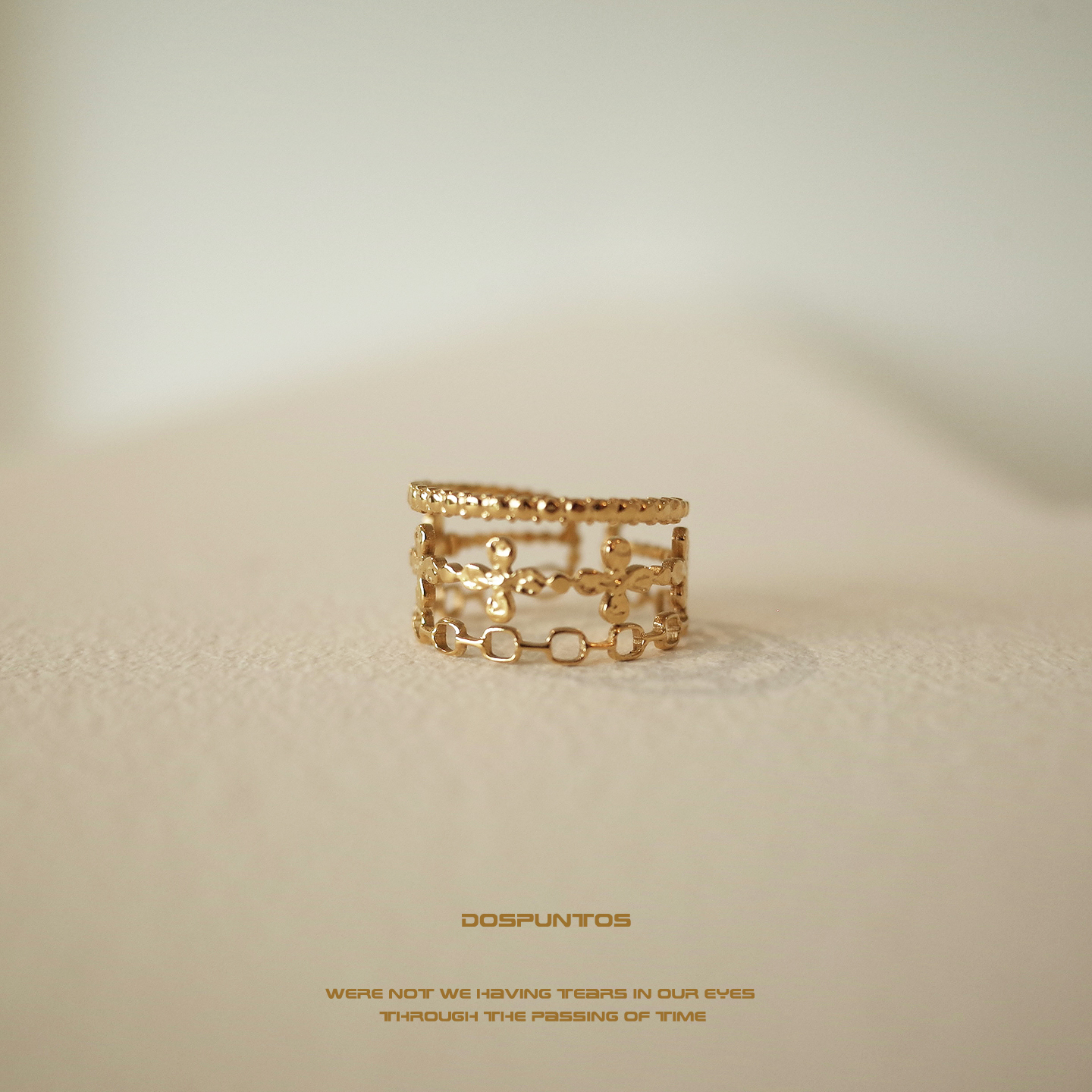 DosPuntos 戏梦巴黎 复古vintage桂花镂空戒指钛钢不掉色开口戒