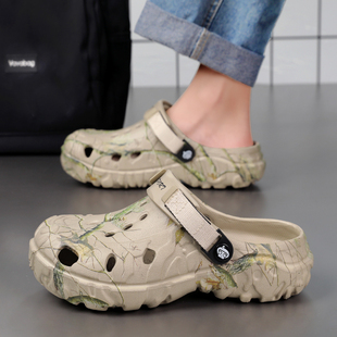 迈科乔洞洞鞋男款夏季外穿2025新款厚底踩屎感潮男超大码凉鞋拖鞋