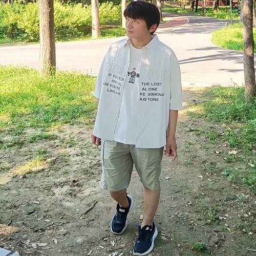 City hunter城市猎人男装休闲潮流年轻活力青年中袖衬衫外套
