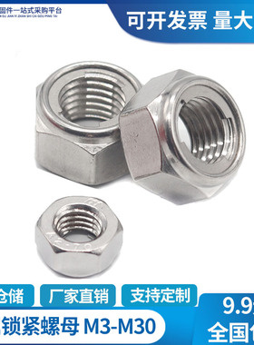 304/316不锈钢金属六角细牙锁紧防松螺母防滑防脱螺帽M3M24GB6184