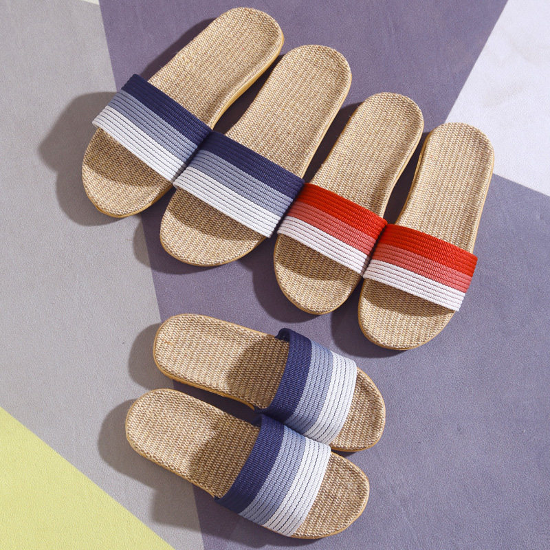 亚麻拖鞋男女童春秋室内家居防滑静音吸汗亲子儿童宝宝四季拖鞋夏