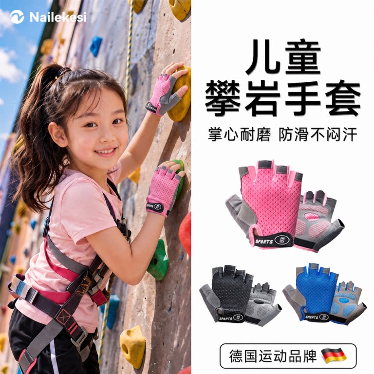 儿童攀岩手套运动防滑攀爬户外爬山吊单杠骑行自行车登山训练防磨