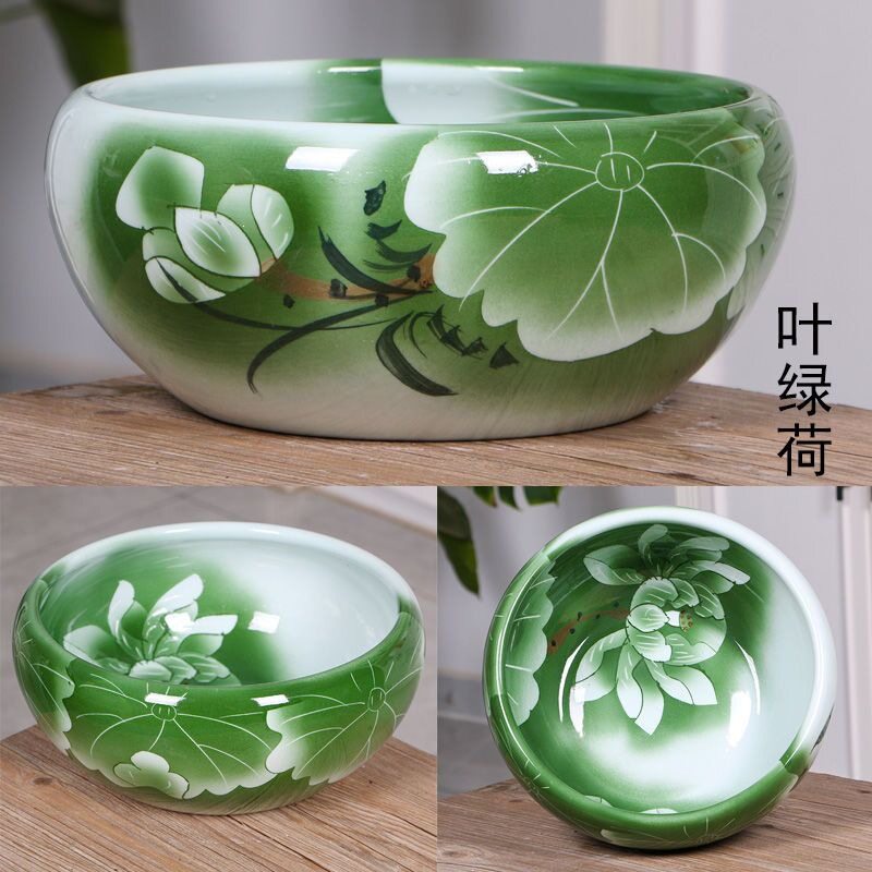 大口径陶瓷荷花盆家用水培养植物