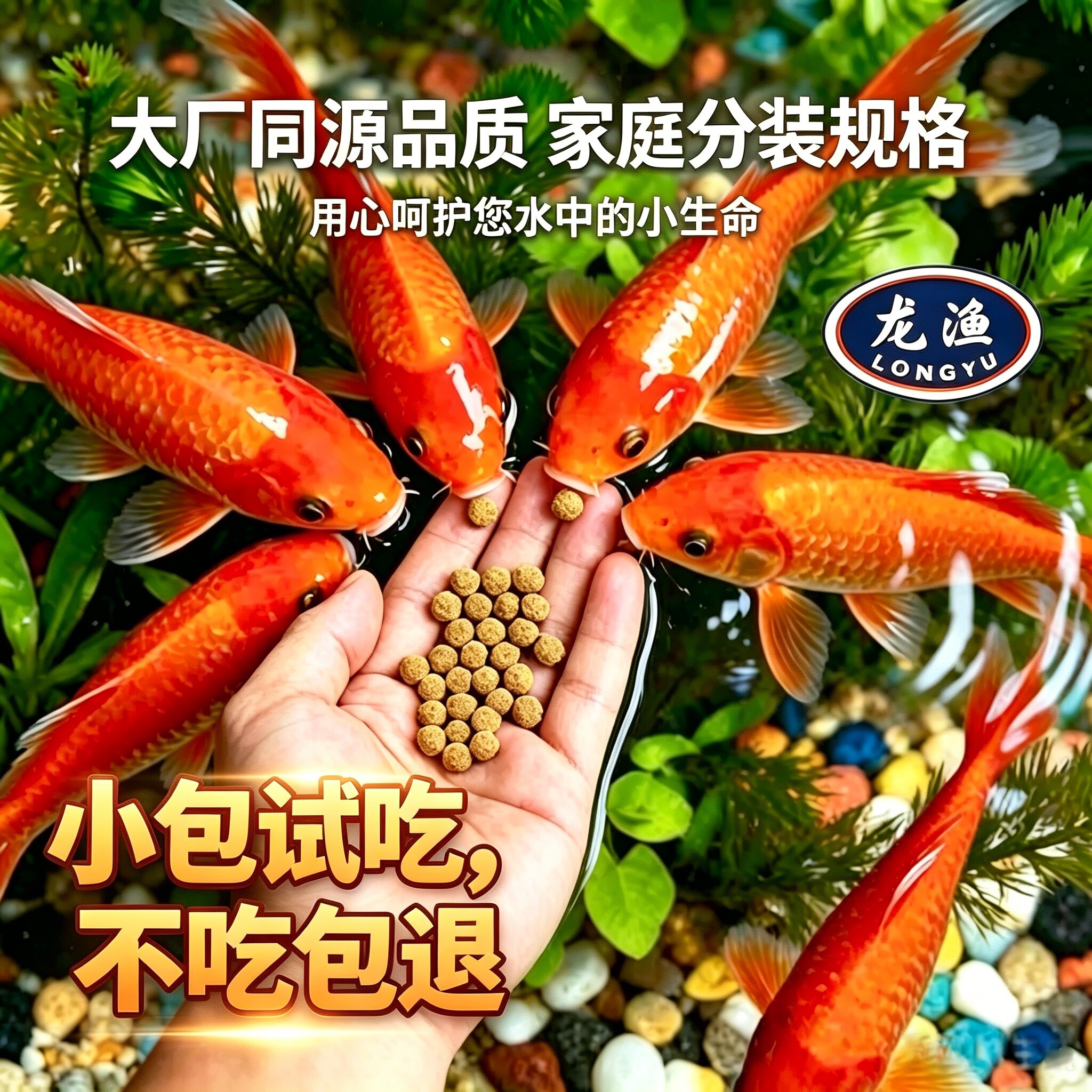 龙渔观赏鱼饲料不吃包退上浮源头工厂小包装瓶装锦鲤草金鱼鳑鲏鱼