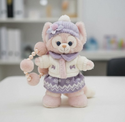 迪士尼代购新款港迪玲娜冬日贝儿毛绒玩具小挂件钥匙扣挂饰超萌