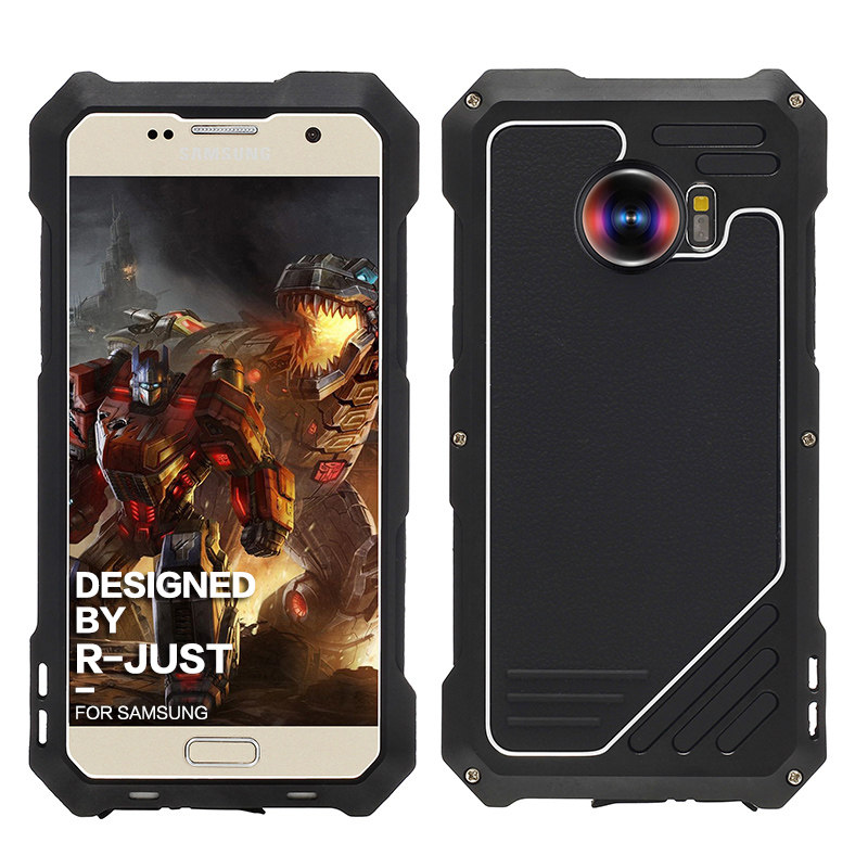 R-Just 3 in 1 Fisheye+Macro+Wide Angle Camera Lens IP54 Waterproof Dustproof Shockproof Silicone Aluminum Metal Heavy Duty Case Cover for Samsung Galaxy S7