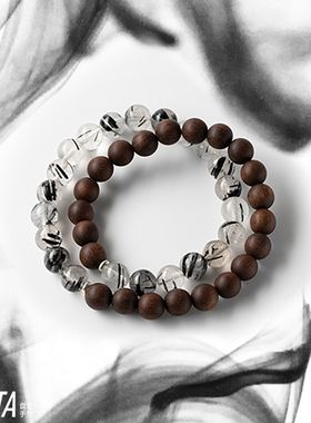 PANTA手作「藏锋行」天然黑发晶沉香木手串新中式墨雨云间清冷感