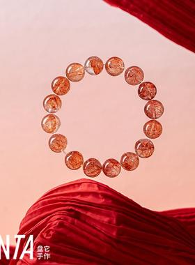 PANTA手作「锦鳞生」红胶花水晶手串天然锦鲤原创一物一图新中式