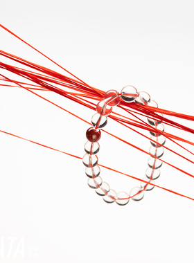 PANTA手作「红鸾星动」白水晶朱砂手串天然国风情侣七夕礼物原创