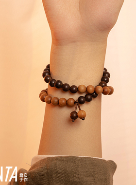 PANTA手作「巧克饼」六道木檀木手串绕指柔美拉德天然新中式